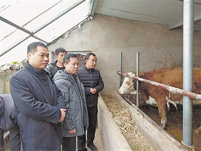 <p>　　藍(lán)主保（右二）和許坤煌（左一）在海原縣三河鎮(zhèn)入戶了解貧困戶發(fā)展養(yǎng)殖產(chǎn)業(yè)情況。</p>