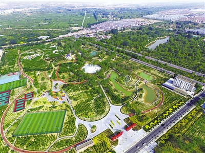 <p>　　城市“綠肺”世界棗樹博覽園。</p>