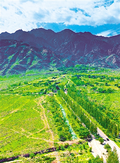     綠色——賀蘭山，寧夏的父親山。隨著近年來賀蘭山生態(tài)保衛(wèi)戰(zhàn)的打響，賀蘭山生態(tài)逐步恢復(fù)，是寧夏踐行“綠水青山就是金山銀山”理念的生動(dòng)寫照。     本報(bào)記者 馬楠 攝